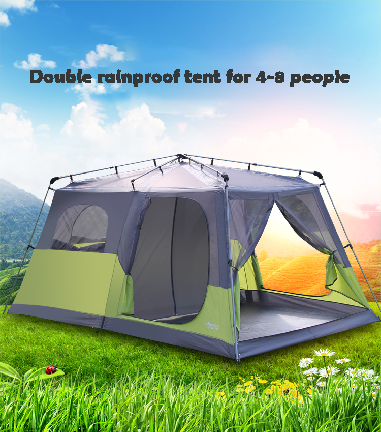 Cheap Goat Tents Outdoor Camping Automatic Tent 4 8 People Double layer Rainproof Beach One Bedroom One Living Room Ultra large Tent Tents